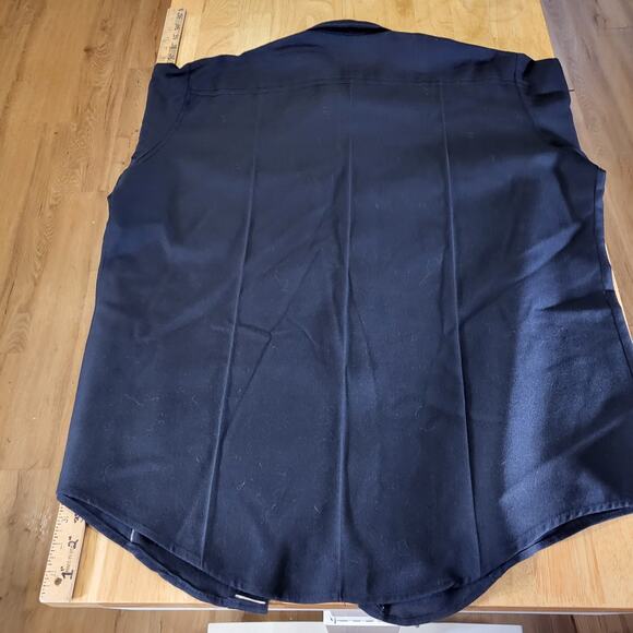 Vintage Flying Cross Dacron Rayon Blend Navy Blue Faux Button Zip 26" P2P - Picture 12 of 13